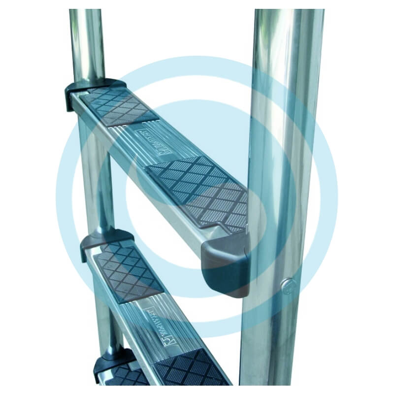 Escada com corrimão Standart e degraus Luxe (aço inox ASIS-316L)